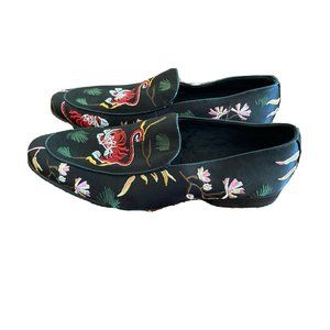 Steve Madden Men’s Loafers M Tyger Smoking Slippers Black Fabric Oriental